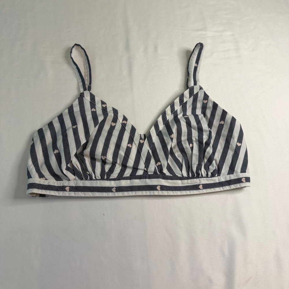 Old Navy O.N.L.Y. Striped Heart Bralette Crop Top Navy Blue White Pink Medium